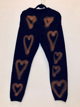 Load image into Gallery viewer, Unique Original One of a Kind Hand Painted Graffiti ROSE GOLD HEARTS Sweatpants
