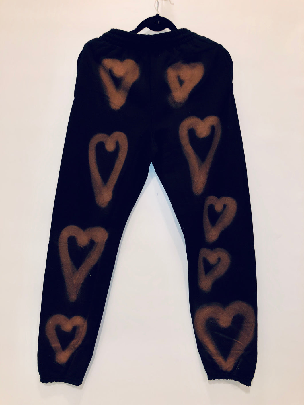 Unique Original One of a Kind Hand Painted Graffiti ROSE GOLD HEARTS Sweatpants