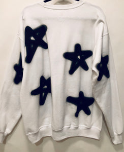 Unique Original One of a Kind Hand Painted Graffiti STAR BRIGHT Sweatshirt - HYLAN SHOOB