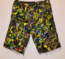 Load image into Gallery viewer, Unique Original One of a Kind Hand Painted and Distressed Raw Edge LIFE Shorts - HYLAN SHOOB
