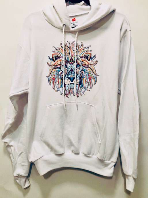 Unique Original One of a Kind Hand Appliquéd THE LION Hoodie Sweatshirt - HYLAN SHOOB