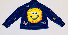 Load image into Gallery viewer, Unique Original One of a Kind Hand Painted and Appliquéd BRIGHTER THAN SUNSHINE Children&#39;s Denim Jacket - HYLAN SHOOB
